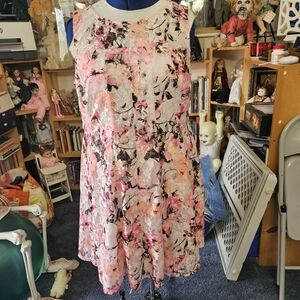 Lane Bryant Pink Floral Lace A-Line Mini Dress
